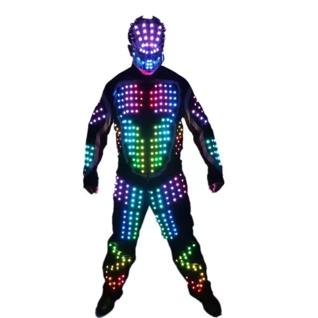 Dijital LED Işıklı Zırh Light Up Ceket Parlayan Kostümleri Takım Elbise