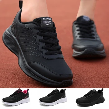 Spor ayakkabı Kadın Ayakkabı Sneakers Siyah koşu ayakkabıları Pu Deri Spor Tıknaz Sneakers Eğitmenler spor ayakkabı Kadın