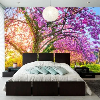 beibehang Özel duvar kağıdı 3d fotoğraf duvar papel de parede güzel bahçe kiraz ağacı asma sakura bloom arka plan duvar kağıdı
