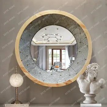 Oturma Odası Dekoratif Ayna Arka Plan Duvar Ferforje Dekoratif Duvar Asma Büfe yuvarlak El Yapımı Duvar Süslemeleri