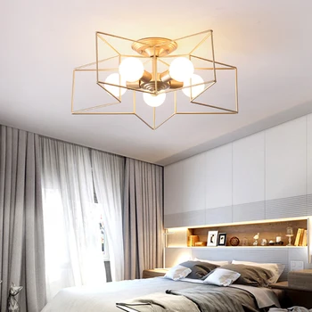 Iskandinav modern yaratıcı çok kafa oturma odası lamba kişilik yatak odası lambası basit sıcak beşgen tavan lambası odası