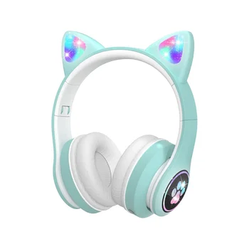 Mikrofonlu Çocuk Kulaklıkları / RGB LED ışık, Çocuklar için Bluetooth Kulaklıklar Tablet / Okul / iPad/Akıllı Telefon-Yeşil