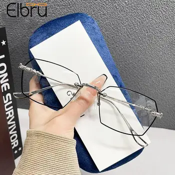 Elbru çerçevesiz kesilmiş poligon Anti-mavi ışık gözlük erkekler kadınlar Ultralight Metal Anti mavi ışınları gözlük çerçeve gözlüğü Gafas