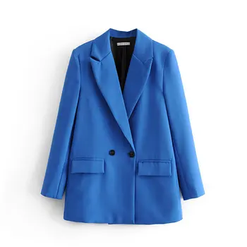 Kadın Şık Ofis Bayan Kruvaze Blazer Kadın Ceket Moda Uzun Kollu Casual Bayan Giyim Kadın Üstleri Ceket Ceket