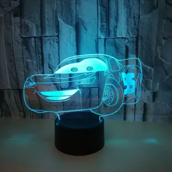 Yeni Spor Araba 3d Lamba 7 renk değişimi 3d aydınlatma armatürleri Dokunmatik Uzaktan 3d Led Küçük Led Gece Lambası Çocuk Lambası