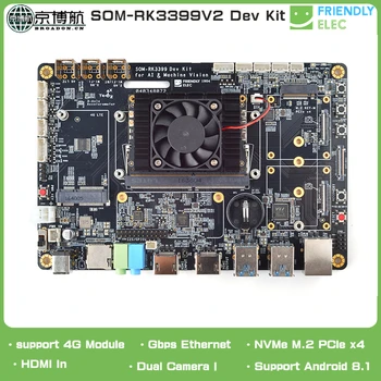 FriendlyElec SOM-RK3399V2 Dev Kiti HDMI girişi geliştirme kurulu, çekirdek kurulu