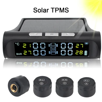 Güneş TPMS Lastik Basıncı İzleme Sistemi Dijital lcd ekran Araba Aksesuarları Lastik Teşhis Kiti 4 Harici Sensörlü