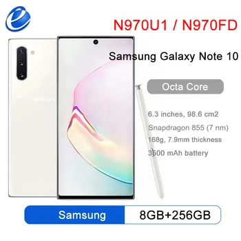 Samsung Galaxy Note10 N970U N970U1 Not 10 Duos N970FD çift sım 256GB ROM 8GB RAM Octa Çekirdek 6.3 