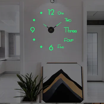 3D duvar saati Aydınlık Akrilik duvar saati s DIY Dijital Saat duvar çıkartmaları Sessiz Saat Ev Oturma Odası Dekor için Duvar Dekor