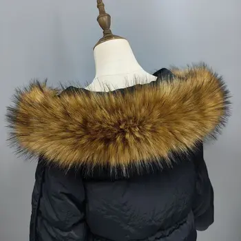 100 % Yüksek Kalite Faux Kürk Yaka Kadın Kış Kabarık Eşarp Erkek Çocuk Ceket Hood Kürk Trim Şeritler Kalın Lüks Kürk Atkılar