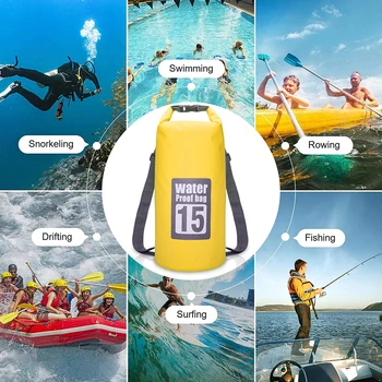 15 / 30L Tekne Su Torbası Hafif PVC Sürüklenen Rafting Çantası Şişme Kanca ile Çıkarılabilir Kolay Kurulum Su Sporları için