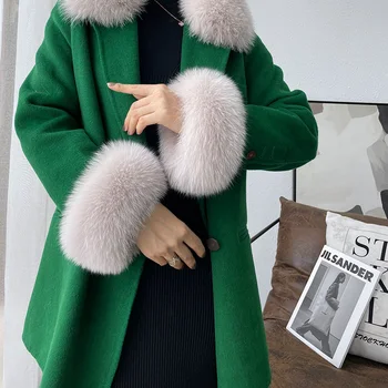 Kış Doğal Gerçek Tilki Kürk Manşetleri kadın Moda Ceket Kol İsıtıcı Tilki Kürk Kol Bilezik Lüks Bileklik Eldiven Süslemeleri