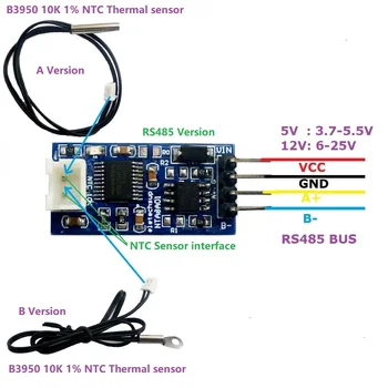 -20-125 Santigrat RS485 TTL RS232 Sıcaklık Sensörü Dönüştürücü Modülü 10K 3950 NTC Termistör Direnç değiştirin DS18B20 PT100