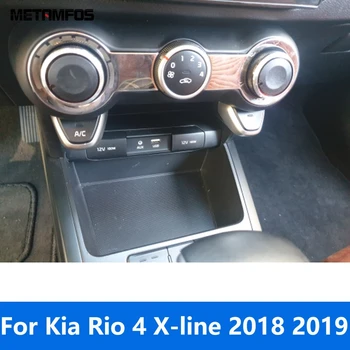 Kia Rio için 4 X hattı 2018 2019 Paslanmaz Çelik Klima Ayar Anahtarı Düğmesi Paneli Kapak Trim Çerçeve Aksesuarları Araba Styling