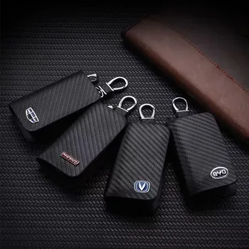 Yüksek kaliteli karbon fiber Evrensel renault Anahtar Kapağı Deri Araba Uzaktan anahtar kutu cüzdan Koruyucu araba logosu aksesuarları