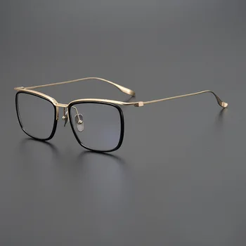 Japon İş Kare Optik Gözlük Çerçevesi Erkekler Vintage Titanyum Reçete Gözlük Çerçeveleri Kadınlar Tam Jant Miyopi Gözlük