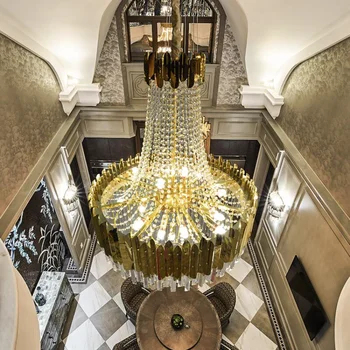 Led kolye ışıkları lamba amerikan kristal avize altın lüks villa oturma odası dekorasyon