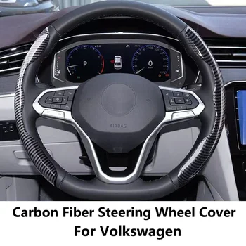 Araba direksiyon kılıfı Karbon Siyah Fiber VW Volkswagen Golf 4 için 5 6 7 Polo GTI Araba Aksesuarları direksiyon kılıfı