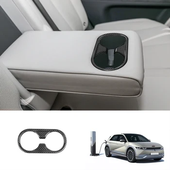 Araba Karbon Fiber Arka Koltuk Su Bardağı Tutucu Dekorasyon krom çerçeve Trim Fit Hyundai Aini Kripton 5 IONİQ 2022+