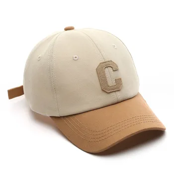 100 % pamuklu beyzbol şapkası Kadınlar ve Erkekler için Rahat Snapback Şapka Moda C Harfi Yama Şapka Yaz güneşlikler Kapaklar Unisex