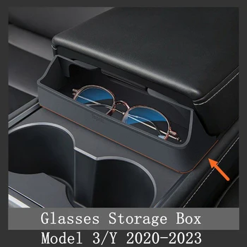 Tesla Modeli 3 / Y Aksesuarları 2023 Merkezi Kontrol Kol Dayama Kutusu Gözlük Cep Araba Cam Saklama Tabut Otomobil Parçaları