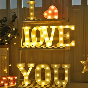 Alfabe mektubu LED Gece ışıkları Numarası Lambası Dekor Düğün Ev Partisi Odası Doğum Günü Duvar Dekorasyon Ev Aksesuarları Alfabe