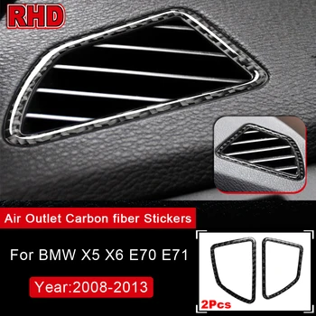 Gerçek Karbon Fiber RHD Araba Enstrüman hava çıkış kapağı dekorasyon Trim Aksesuarları BMW E70 X5 E71 X6 2008-2013 Araba Styling