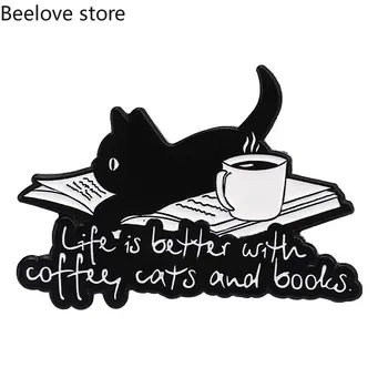 Karikatür Sevimli Kahve Siyah Kedi Şekli Alaşım Broş Giyim Aksesuarları Sırt Çantası Broş Rozeti Yaka Pin