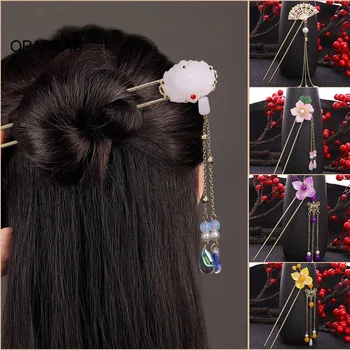 Püskül Firkete Vintage Alaşım Saç Sopa Kadınlar İçin Çin Hanfu saç aksesuarları Büyük Hediye Kadın Antik Takı