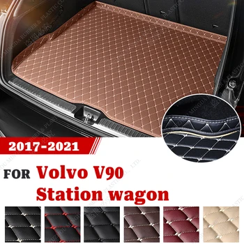 Özel Araba Gövde Mat Volvo V90 Station wagon 2017 2018 2019 2020 2021 Yüksek kaliteli Deri Kaymaz Alt paspaslar