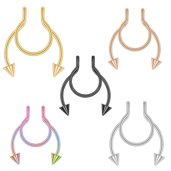 1 adet Yeni Paslanmaz Çelik Sahte Piercing Manyetik Burun Halkası Küpe Hoop Septum Yüzükler Kadınlar Takı İçin Olmayan Piercing Hoop Takı