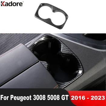 Peugeot 3008 5008 için GT 2016-2021 2022 2023 Karbon Araba Konsolu Su Bardağı Tutucu çerçeve Trim İç Kalıp Aksesuarları