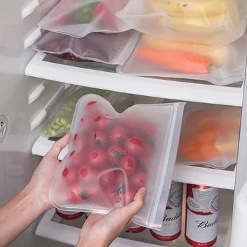 Yeniden kullanılabilir EVA Gıda saklama çantası 3D Çift Parça Depolama Taze Buzdolabı Meyve ve Sebze Kendinden sızdırmazlık Torbaları Mutfak Depolama