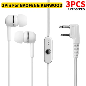 1-3 ADET 2pin Çift Kulaklık kablosu ile Mikrofon PTT BAOFENG KENWOOD BAOFENG HYT Radyo Walkie Talkie Yumuşak Fiş Tipi İnterkom Kulaklık