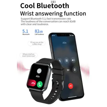 Akıllı saat NY30 Bluetooth Çağrı 1.83 inç Ekran Kalp Hızı Kan Oksijen Uyarı 100 + Spor Kan Basıncı Sıcaklık İzleme