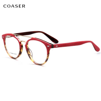 Trend Vintage Stil Büyük Gözlük Çerçeve Kadın Asetat Geniş Yuvarlak Erkekler Optik Reçete Gözlük Çift Köprü Gözlük