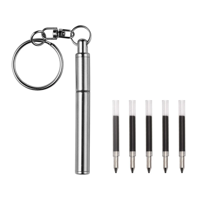 20 adet Taşınabilir Teleskopik Kalem Metal Anahtarlık Paslanmaz Çelik Anahtarlık Tükenmez kalem Açık