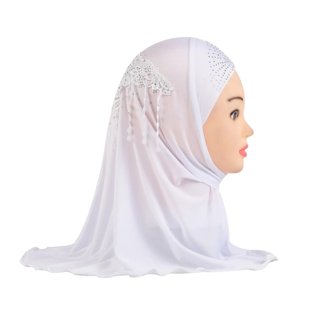 Arabesk ve Müslüman kadın Moda Eşarp Küçük kız buz ipek kaplama dantel sıcak matkap başörtüsü