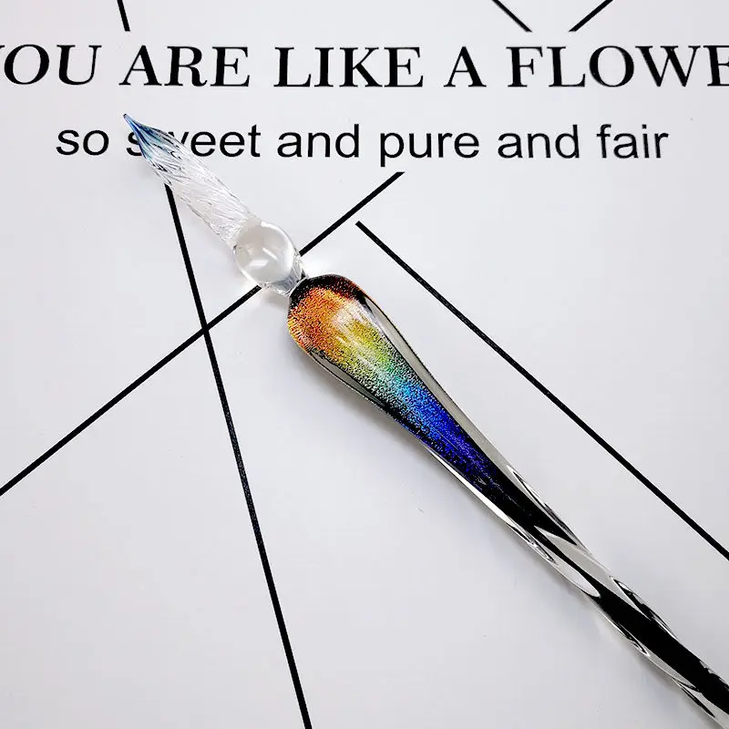 Yıldızlı gökyüzü Cam imza Kalemler öğrenci Kırtasiye Ofis Malzemeleri pluma de cristal cam daldırma kalem Dostu Zarif hediye