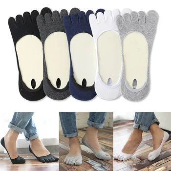 Erkekler Görünmez Ayak Çorap Kaymaz Ultra Düşük Kesim Beş Parmak Çorap Yüksek Kaliteli SCKHX0007