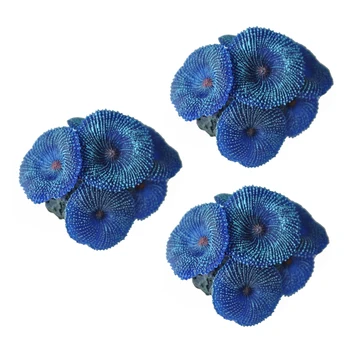 3X Akvaryum Bitki Yapay Mercan Mavi