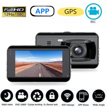 Çizgi Kam Ön ve Arka Görüş Kamerası Ayna Video Kaydedici Çift Lens WiFi araba dvr'ı 3.0 Full HD 1080P Dashcam park monitörü GPS