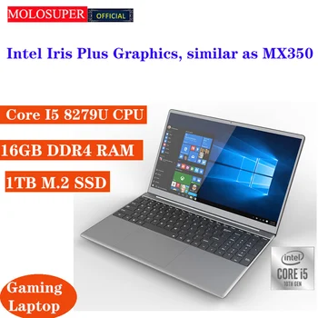 MOLOSUPER 15.6 inç Intel Core i5 8279U Dizüstü Bilgisayar 16GB RAM SSD Metal Oyun Dizüstü Bilgisayar Parmak İzi Kilidini Windows 11/10 Bilgisayar