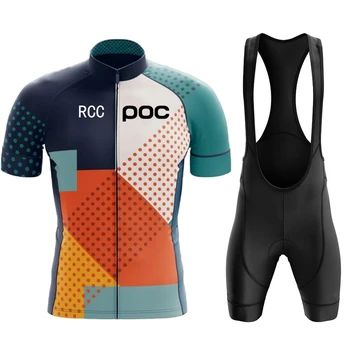 Yeni RCC POC Bisiklet seti Bisiklet Takımı Kısa Kollu Maillot Ciclismo Erkekler Bisiklet Jersey Yaz Nefes Bisiklet Giyim Seti