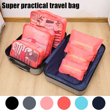 6 adet / takım Seyahat Organizatör saklama torbaları Bavul Ambalaj Seti saklama kutuları Taşınabilir Bagaj Organizatör Bez Ayakkabı Düzenli kılıflı çanta