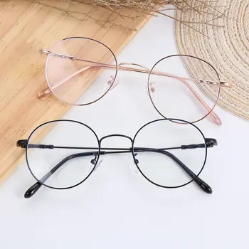 Klasik Anti-mavi ışık gözlük kadın erkek marka tasarımcı moda yuvarlak Metal gözlük çerçeveleri gözlük bilgisayar gözlük gözlük
