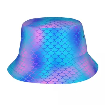 Yaz Seyahat Şapkalar Mavi Pembe Sihirli Denizkızı Merch Kova Şapka Sokak Kadın güneş şapkası İspoti Kap Paketlenebilir Balıkçı Şapka