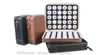 Süper Taşınabilir Deri Mücevher Çantası Seyahat Kilitli Elmas Çanta Taş Ekran Kutusu Taş saklama çantası İçinde 60 Hücreleri Yuvarlak Mücevher Kutusu