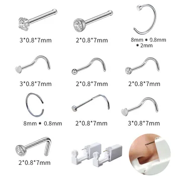Tek kullanımlık Güvenli Steril Piercing Ünitesi Mücevher Burun Çıtçıt Piercing Tabancası Delici Aracı Makinesi Seti Küpe Damızlık Burun Piercing