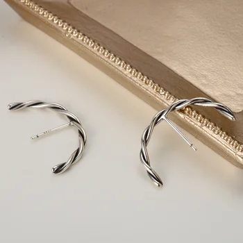 hakiki Lüks marka gerçek mücevher E1184 Sıkıntılı S925 Ayar Sarılmış Hattı kadınlar için Çok Yönlü Basit Tay Gümüş El Yapımı G